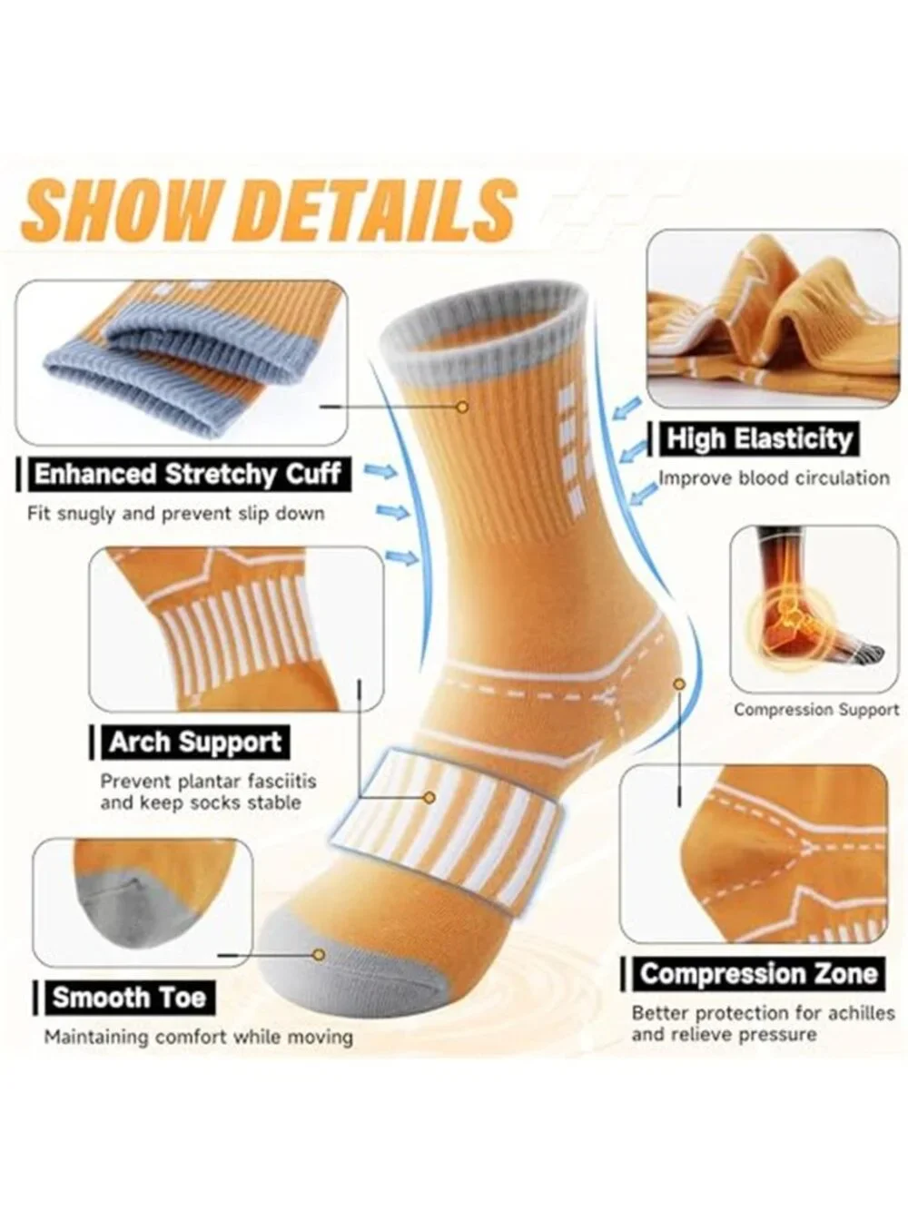 6 Pairs Kids Cotton Crew Socks Athletic Sport Socks